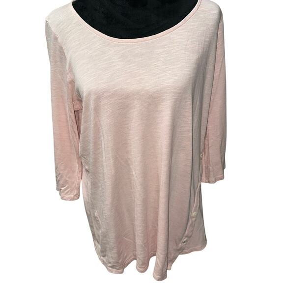 Pure Jill Asymmetric Button Tunic Top Pink MP 3/4 sleeves lightweight casual - Picture 9 of 11